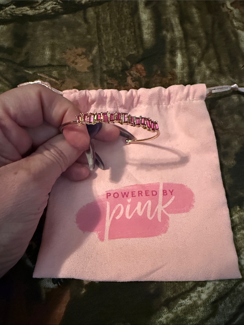 PINK Victoria's Secret Gold-Tone Bracelet with Pink Baguette Stones